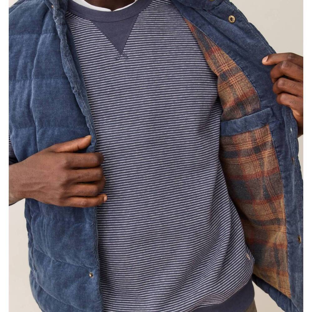 NEW MARINE LAYER palisades cord puffer vest in washed indigo - Picture 5 of 6